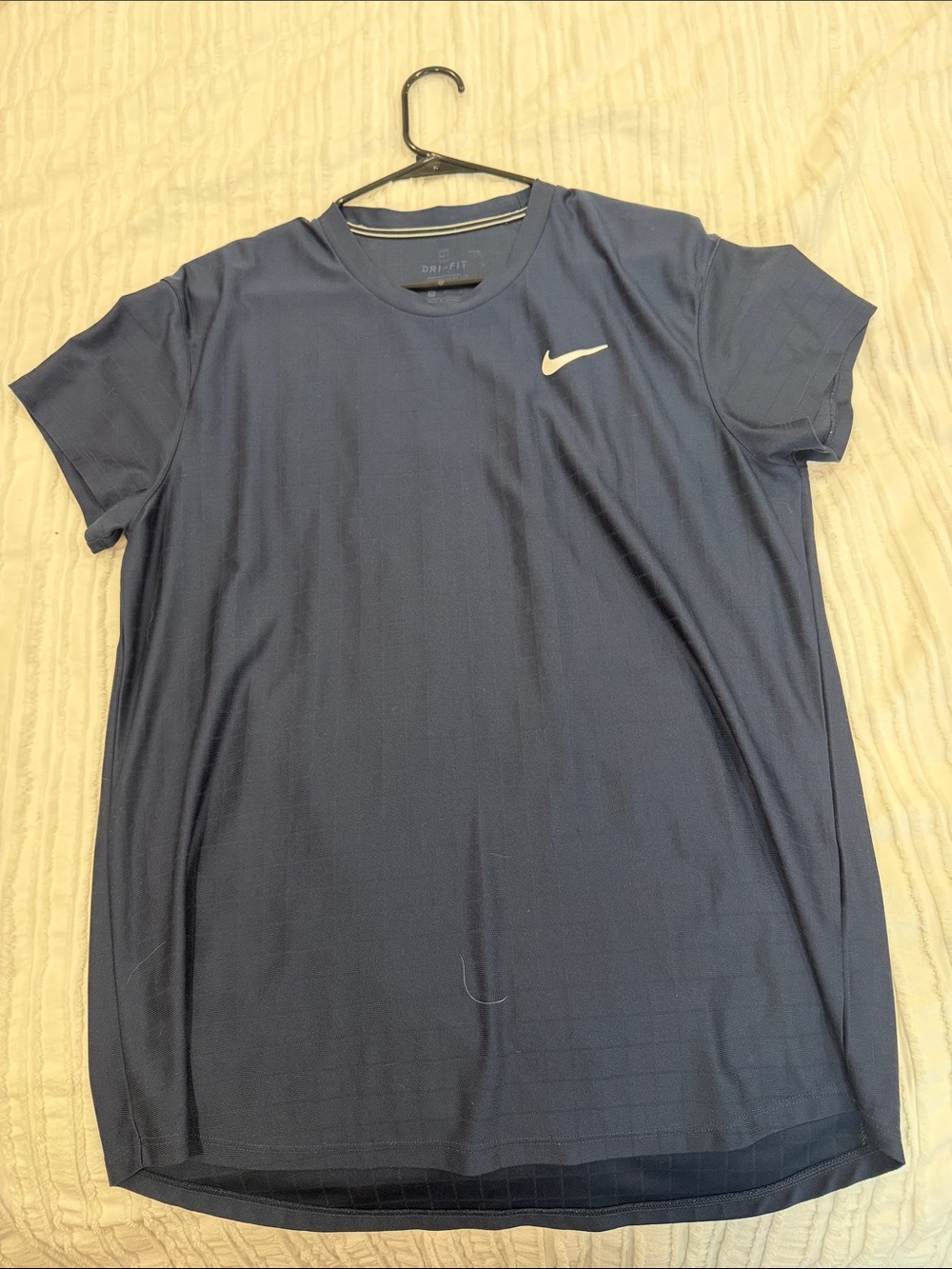 Nike Court tennis Navy Short Sleeve Dri-FIT Crew Tee with White Swoosh